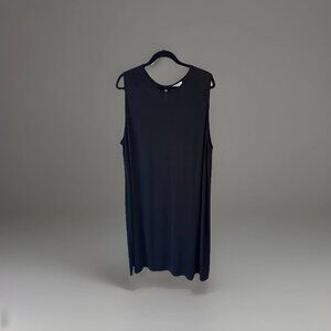 Tamotsu New York Black Crepe Crew Neck Sleeveless Sheath Dress Size 24W